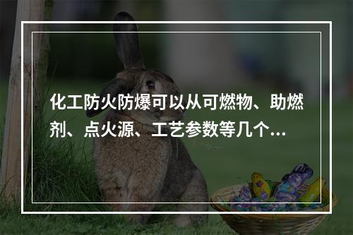 化工防火防爆可以从可燃物、助燃剂、点火源、工艺参数等几个方面