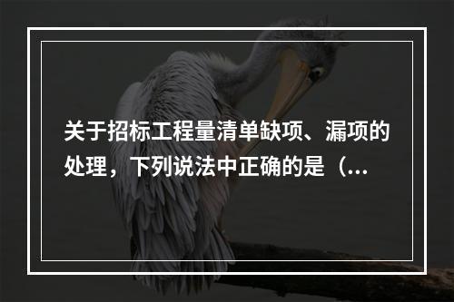 关于招标工程量清单缺项、漏项的处理，下列说法中正确的是（　）