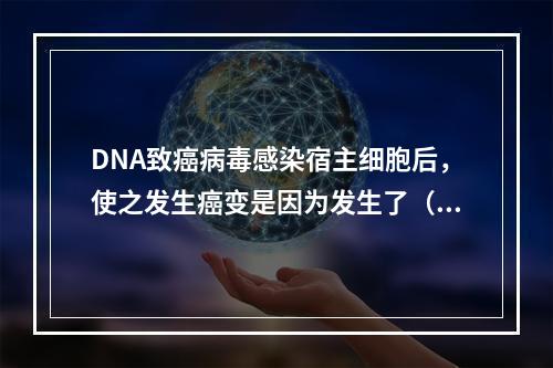 DNA致癌病毒感染宿主细胞后，使之发生癌变是因为发生了（ ）