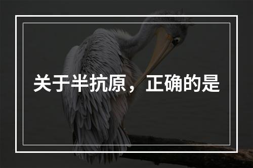 关于半抗原，正确的是