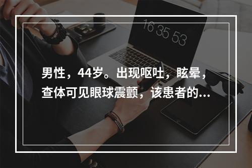 男性，44岁。出现呕吐，眩晕，查体可见眼球震颤，该患者的诊断