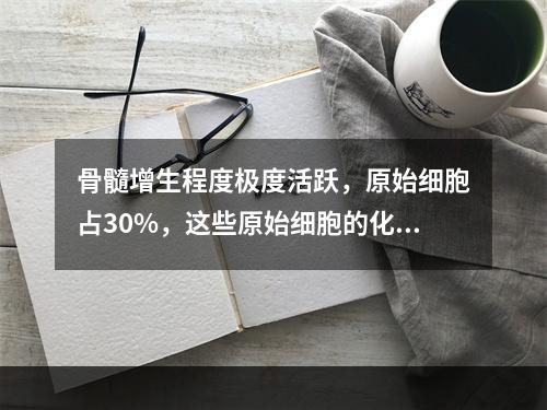 骨髓增生程度极度活跃，原始细胞占30%，这些原始细胞的化学染