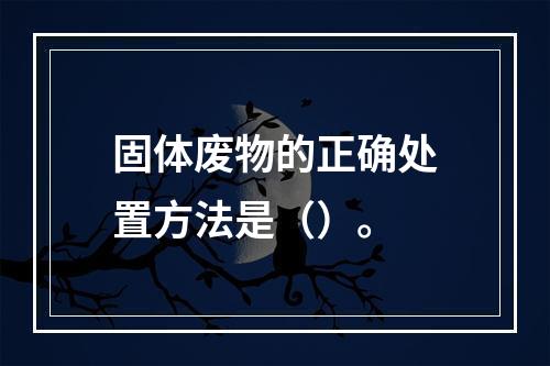 固体废物的正确处置方法是（）。