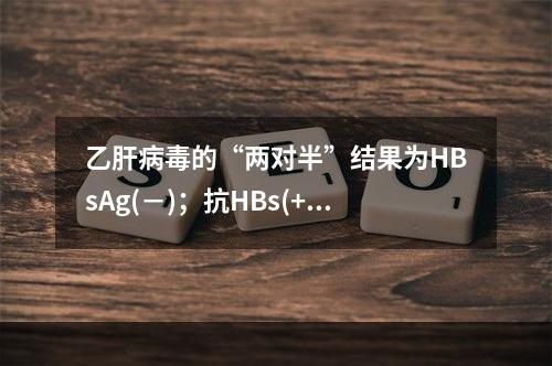 乙肝病毒的“两对半”结果为HBsAg(－)；抗HBs(+)；