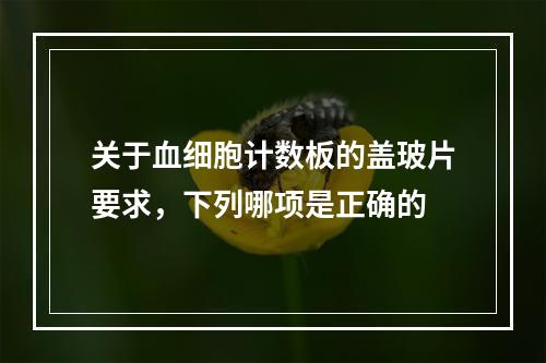 关于血细胞计数板的盖玻片要求，下列哪项是正确的