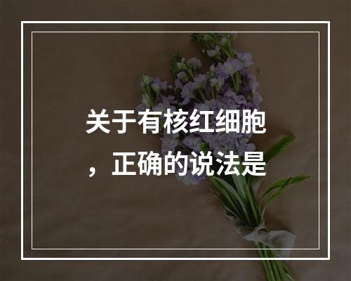 关于有核红细胞，正确的说法是