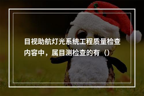 目视助航灯光系统工程质量检查内容中，属目测检查的有（）