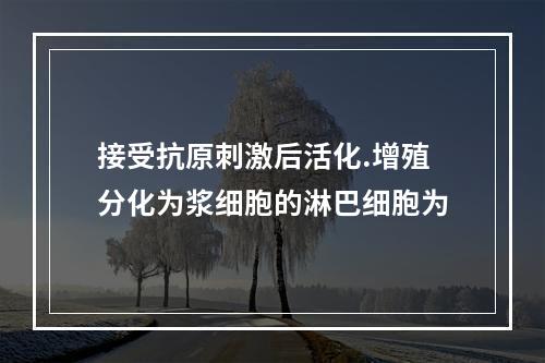 接受抗原刺激后活化.增殖分化为浆细胞的淋巴细胞为