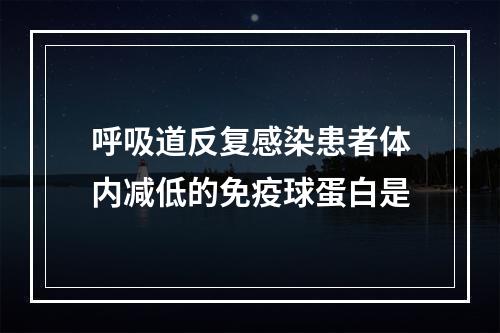 呼吸道反复感染患者体内减低的免疫球蛋白是