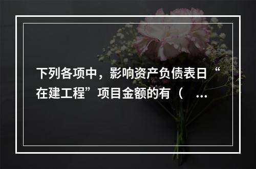 下列各项中，影响资产负债表日“在建工程”项目金额的有（　　）