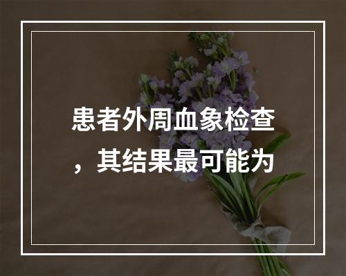 患者外周血象检查，其结果最可能为