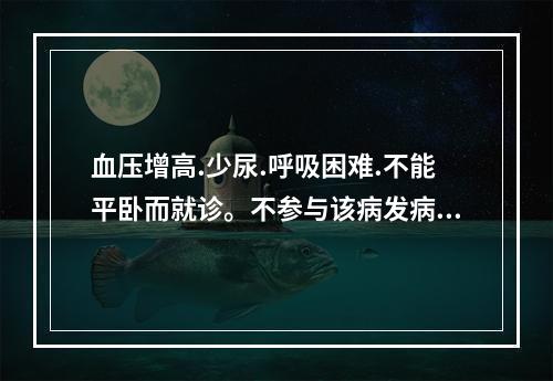 血压增高.少尿.呼吸困难.不能平卧而就诊。不参与该病发病和分