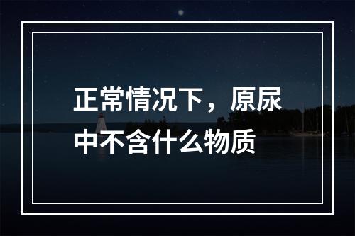 正常情况下，原尿中不含什么物质