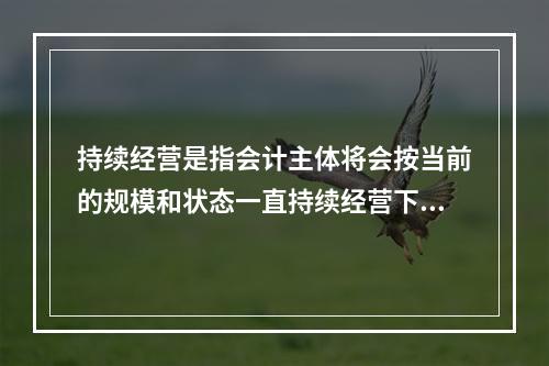 持续经营是指会计主体将会按当前的规模和状态一直持续经营下去，