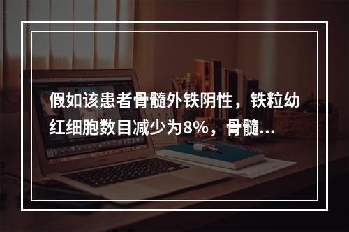 假如该患者骨髓外铁阴性，铁粒幼红细胞数目减少为8%，骨髓像显