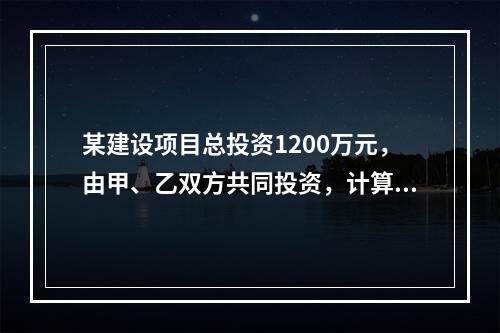 某建设项目总投资1200万元，由甲、乙双方共同投资，计算期为