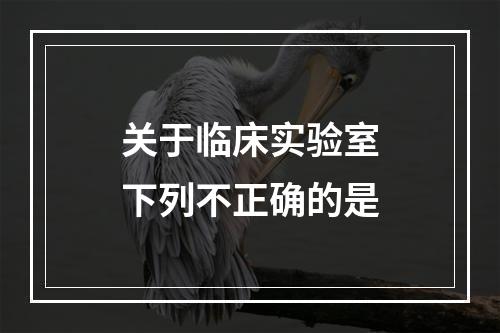 关于临床实验室下列不正确的是