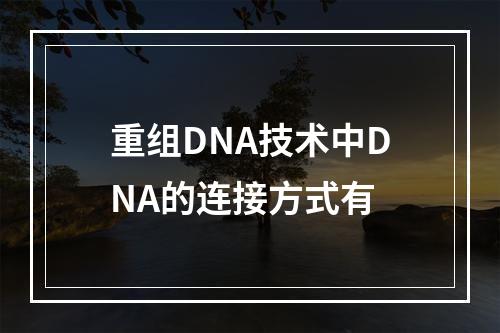 重组DNA技术中DNA的连接方式有