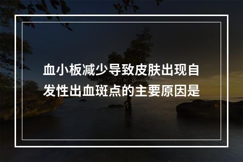 血小板减少导致皮肤出现自发性出血斑点的主要原因是