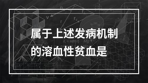 属于上述发病机制的溶血性贫血是