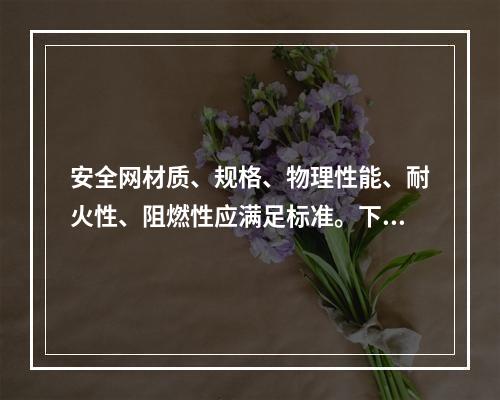 安全网材质、规格、物理性能、耐火性、阻燃性应满足标准。下列关