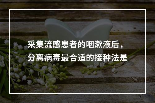 采集流感患者的咽漱液后，分离病毒最合适的接种法是