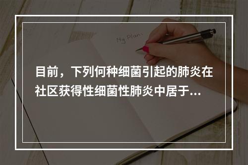 目前，下列何种细菌引起的肺炎在社区获得性细菌性肺炎中居于首位