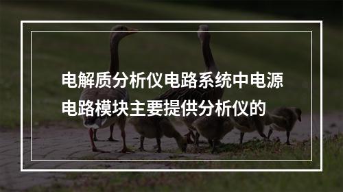 电解质分析仪电路系统中电源电路模块主要提供分析仪的