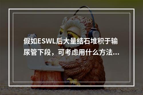 假如ESWL后大量结石堆积于输尿管下段，可考虑用什么方法处理