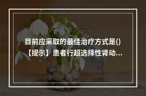 目前应采取的最佳治疗方式是()【提示】患者行超选择性肾动脉栓