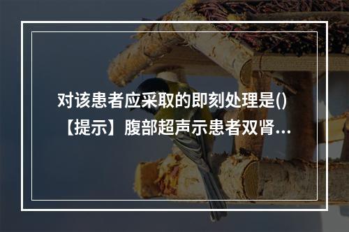 对该患者应采取的即刻处理是()【提示】腹部超声示患者双肾积水