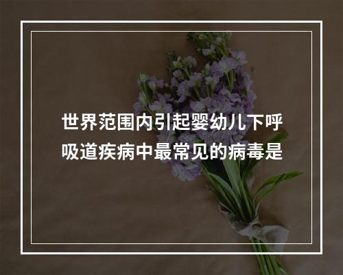 世界范围内引起婴幼儿下呼吸道疾病中最常见的病毒是