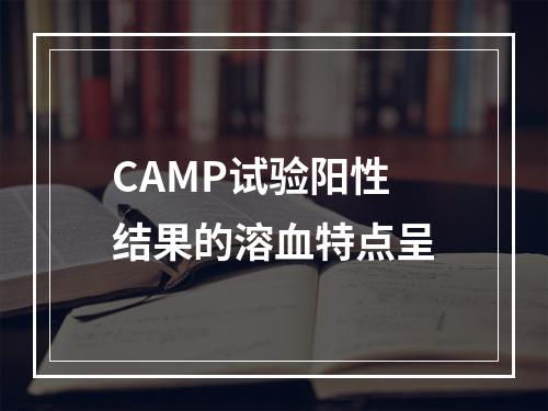 CAMP试验阳性结果的溶血特点呈