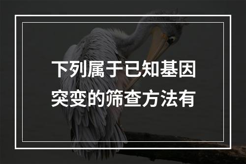 下列属于已知基因突变的筛查方法有