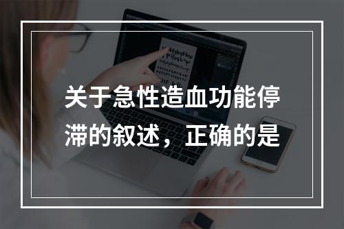 关于急性造血功能停滞的叙述，正确的是