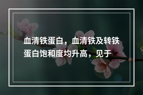 血清铁蛋白，血清铁及转铁蛋白饱和度均升高，见于