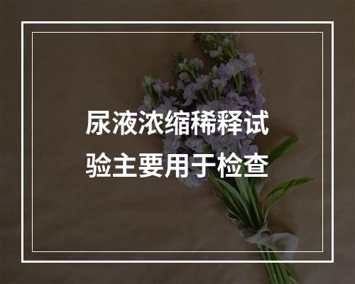 尿液浓缩稀释试验主要用于检查