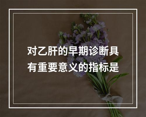 对乙肝的早期诊断具有重要意义的指标是