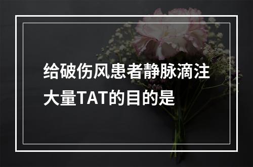 给破伤风患者静脉滴注大量TAT的目的是