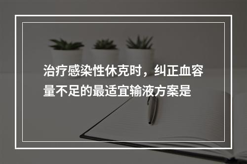 治疗感染性休克时，纠正血容量不足的最适宜输液方案是