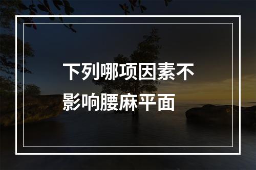 下列哪项因素不影响腰麻平面