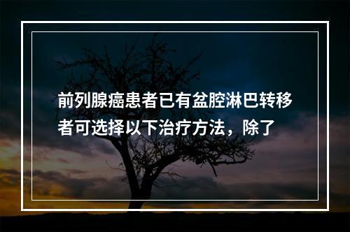 前列腺癌患者已有盆腔淋巴转移者可选择以下治疗方法，除了