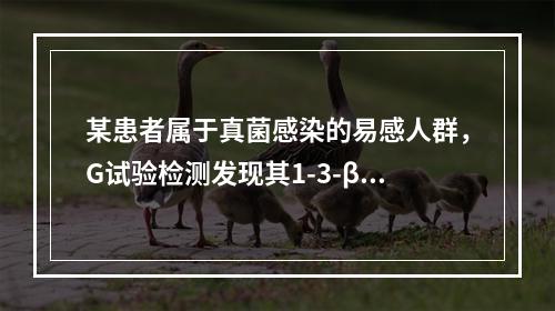 某患者属于真菌感染的易感人群，G试验检测发现其1-3-β-D