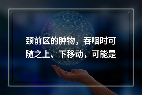 颈前区的肿物，吞咽时可随之上、下移动，可能是