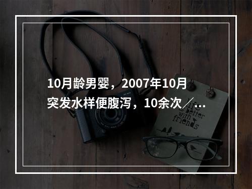 10月龄男婴，2007年10月突发水样便腹泻，10余次／天。