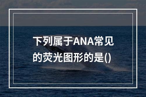 下列属于ANA常见的荧光图形的是()