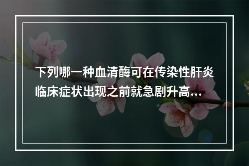 下列哪一种血清酶可在传染性肝炎临床症状出现之前就急剧升高()