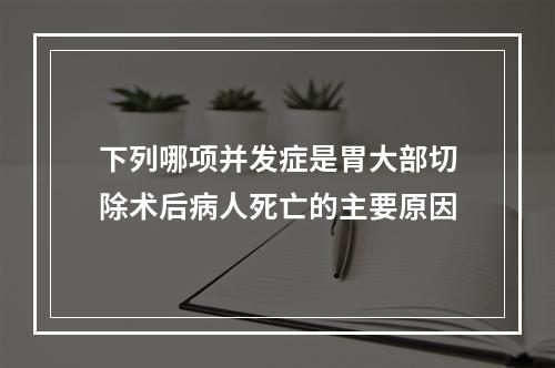 下列哪项并发症是胃大部切除术后病人死亡的主要原因