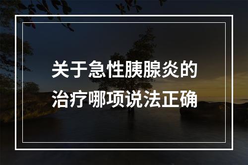 关于急性胰腺炎的治疗哪项说法正确