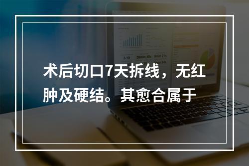 术后切口7天拆线，无红肿及硬结。其愈合属于